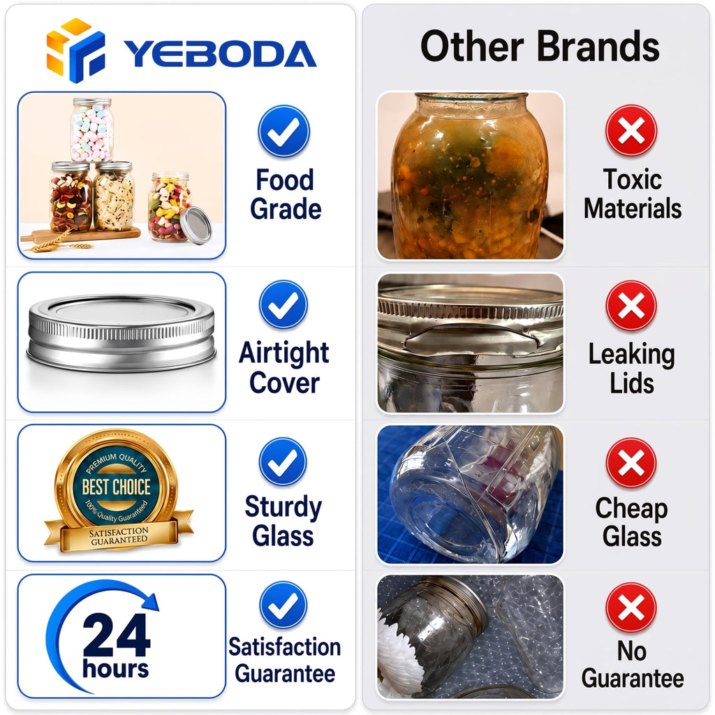 16 oz Clear Glass Mason Jars with Lids and Bands, 12 Pack H14174