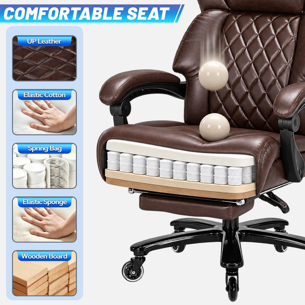 Brown Heavy Duty Reclining Executive Office Chair with Footrest Y517