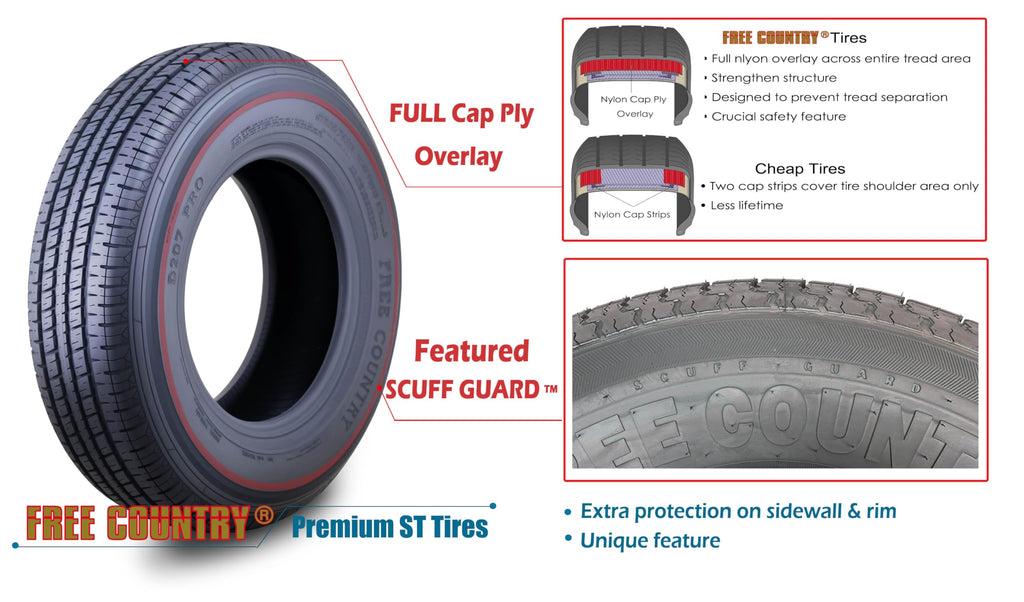 4 Premium Trailer Tire ST205/75R15 8PR LRD 107N A54803