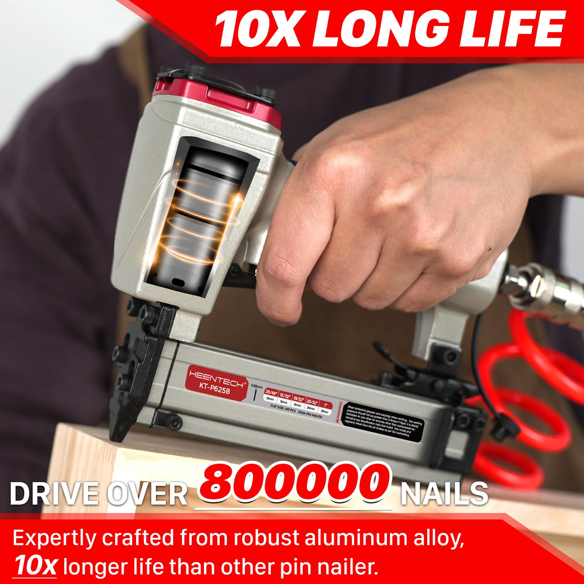 Pneumatic Pin Nailer 23 Gauge with 2160pcs Pin Nails C856