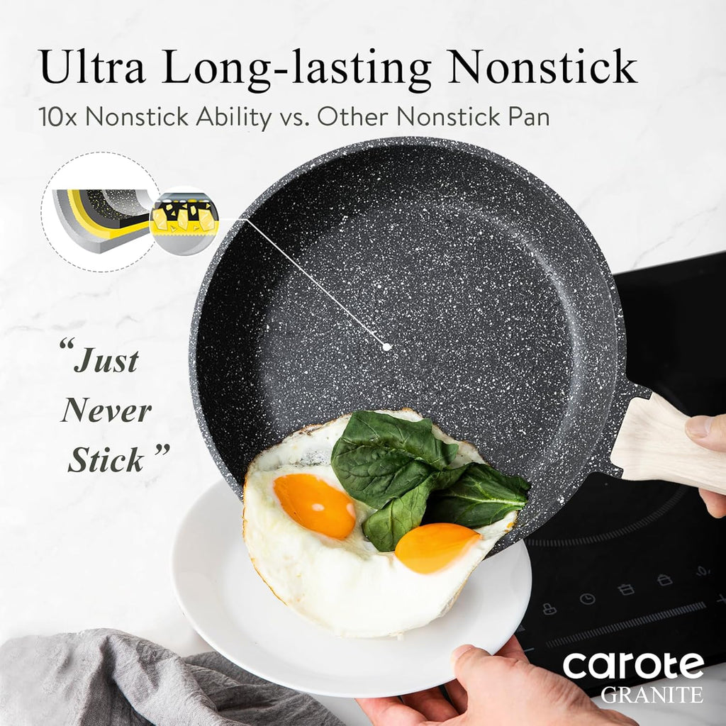 Non Stick 10 Inch Granite Skillet with Glass Lid M1270