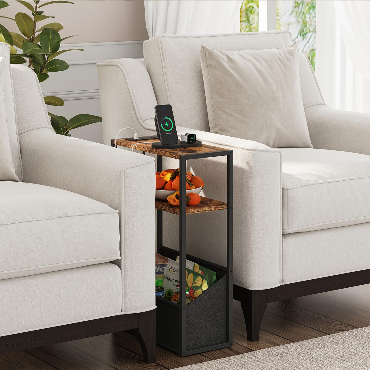 Narrow Side Table with Charging Station U56135