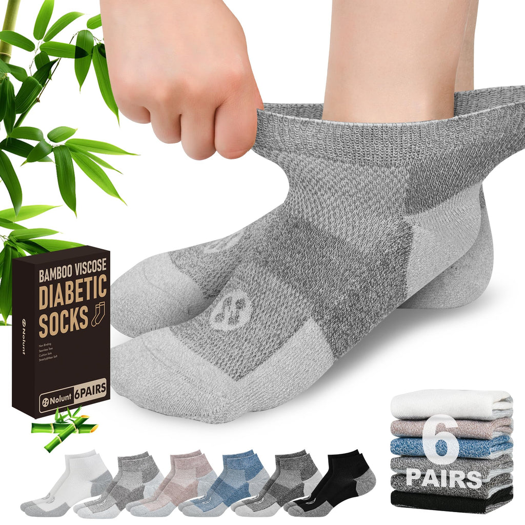 Low Cut Diabetic Socks for Men, 6 Pairs J672