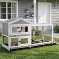 Large Rabbit Hutch with Run 2-Story Bunny Cage 6 Wheels T137343