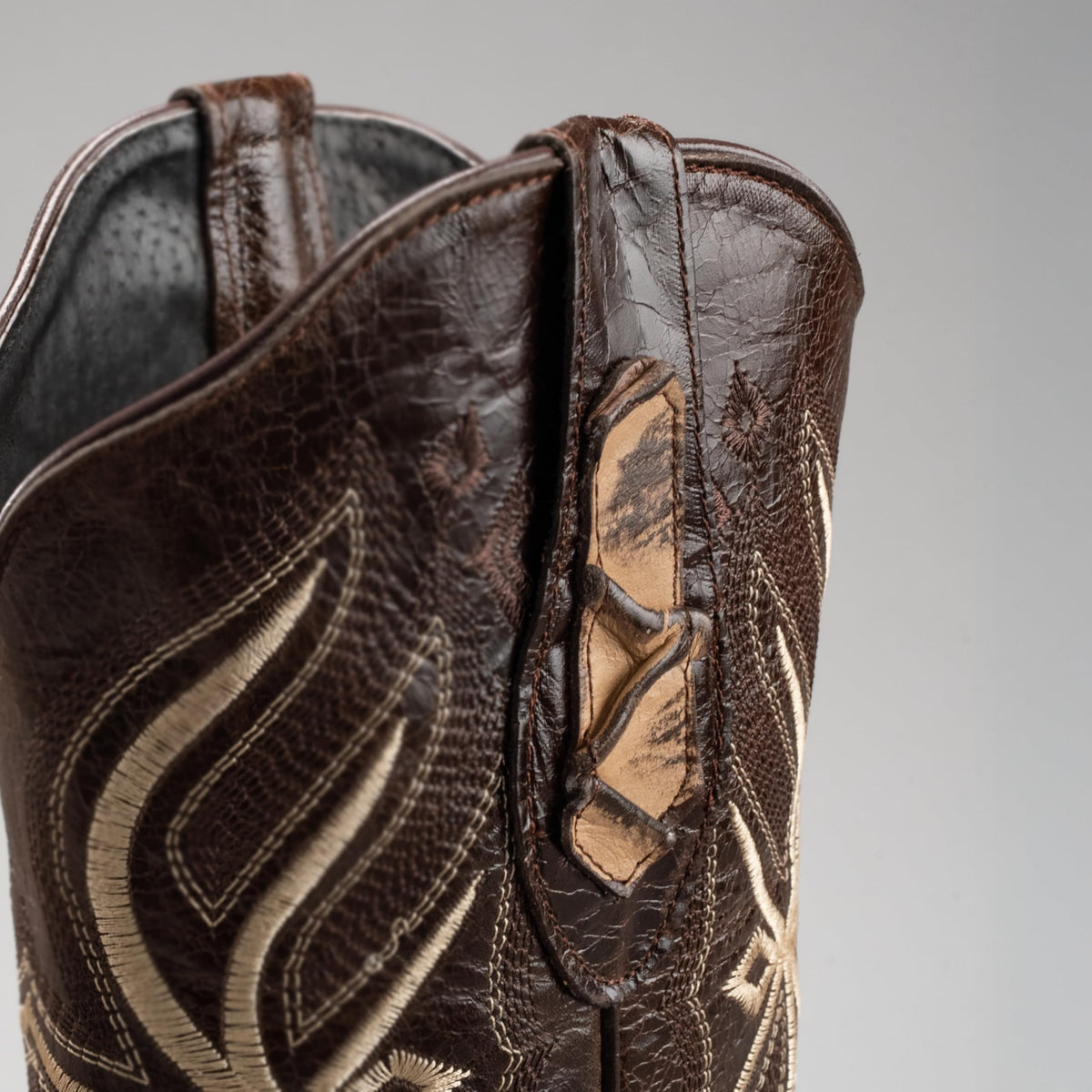 Leather Print Embroidered Square Toe Cowboy Boots C63572
