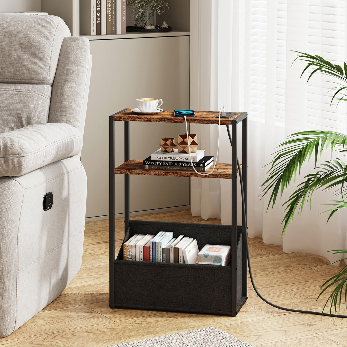 Narrow Side Table with Charging Station U56135