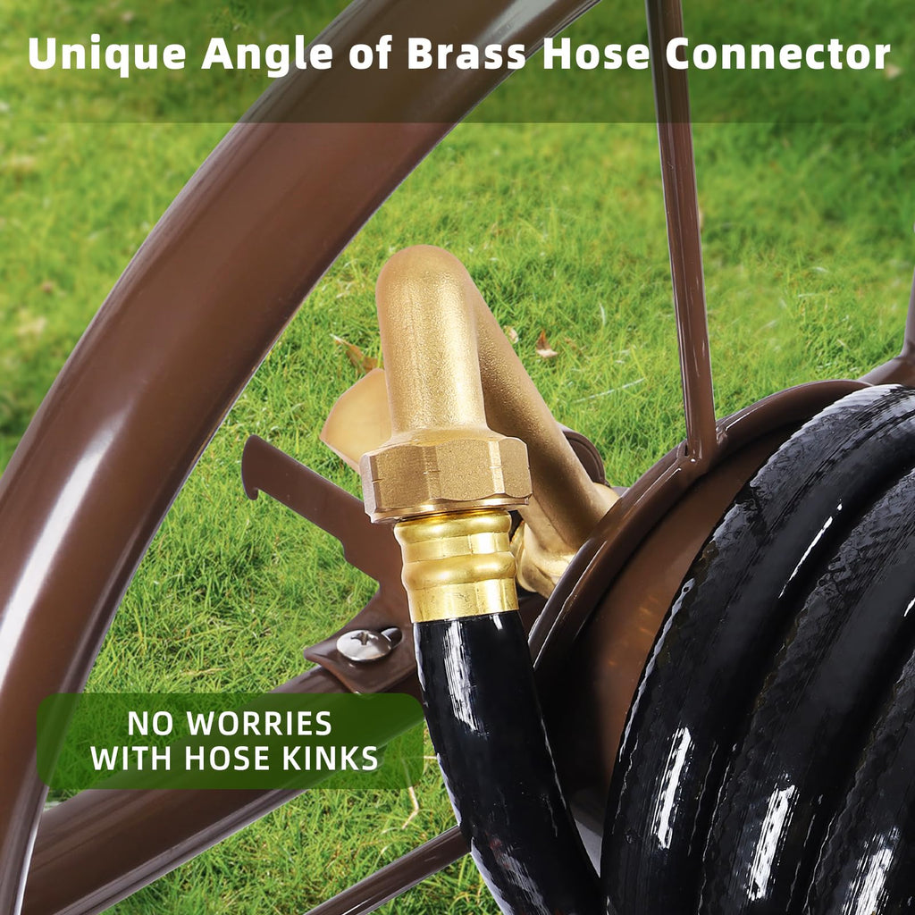 Garden Hose Reel Cart, Heavy Duty Metal with 2 Wheels, Holds 230ft 5/8" X8258