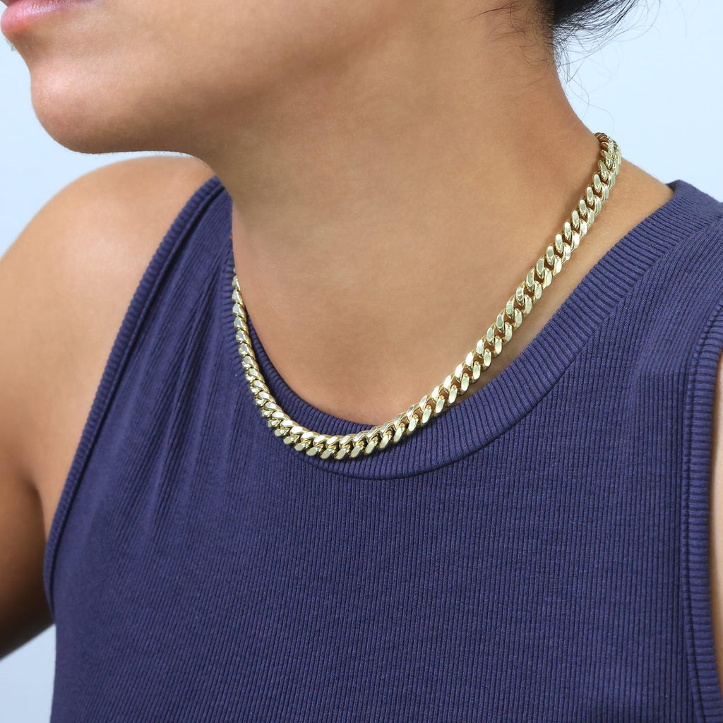 10K Yellow Gold Cuban Link Chain Necklace P817