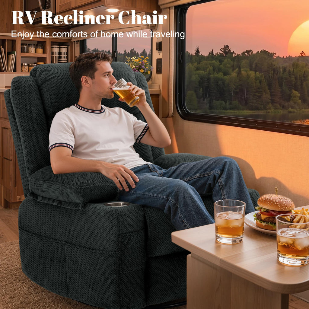 Gray Swivel Rocker Recliner with Massage & Heat B8283