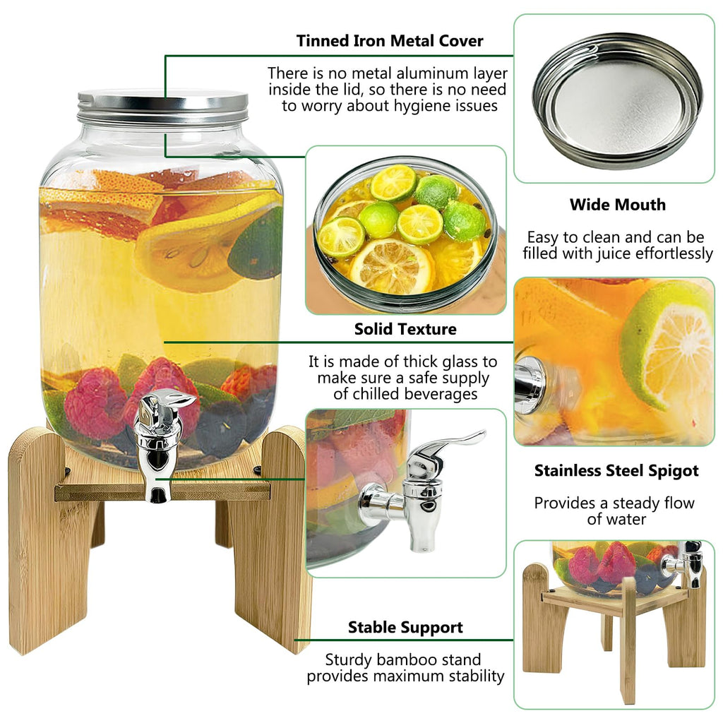 1 Gallon Beverage Dispenser with Wood Stand Y61613