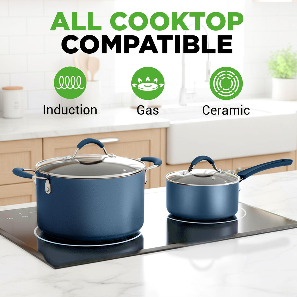 14-Piece Navy Blue Nonstick Cookware Set F792