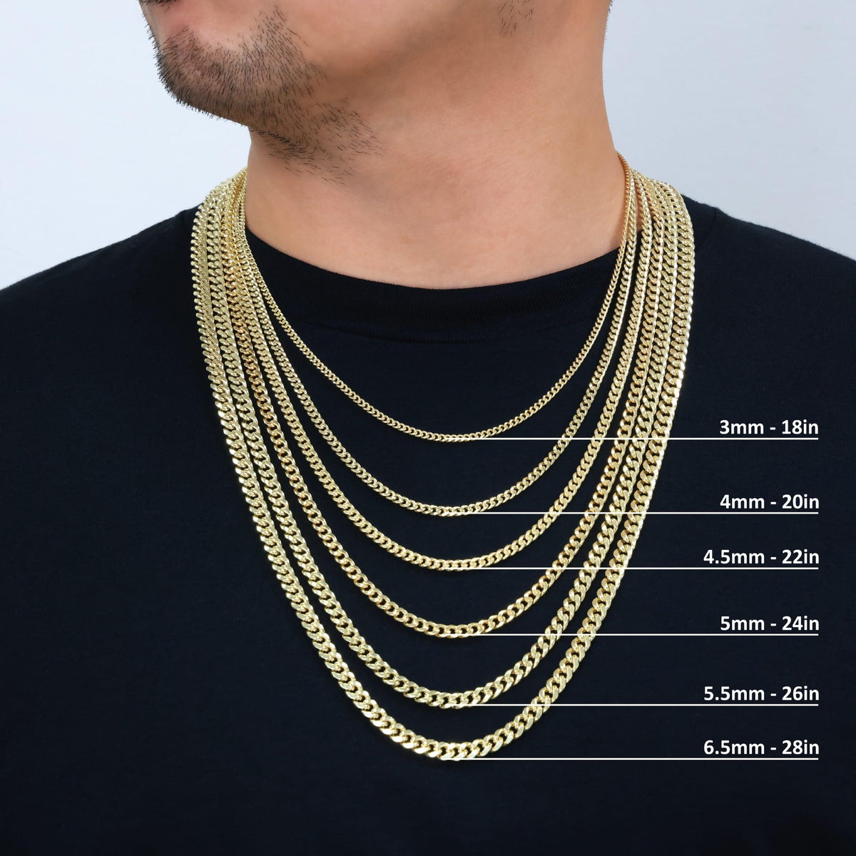 10K Yellow Gold Cuban Link Chain Necklace P817