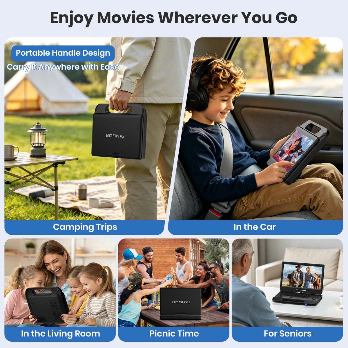 12.5" Portable Blu-ray Player with 10.5" 1080P Swivel Screen J728113