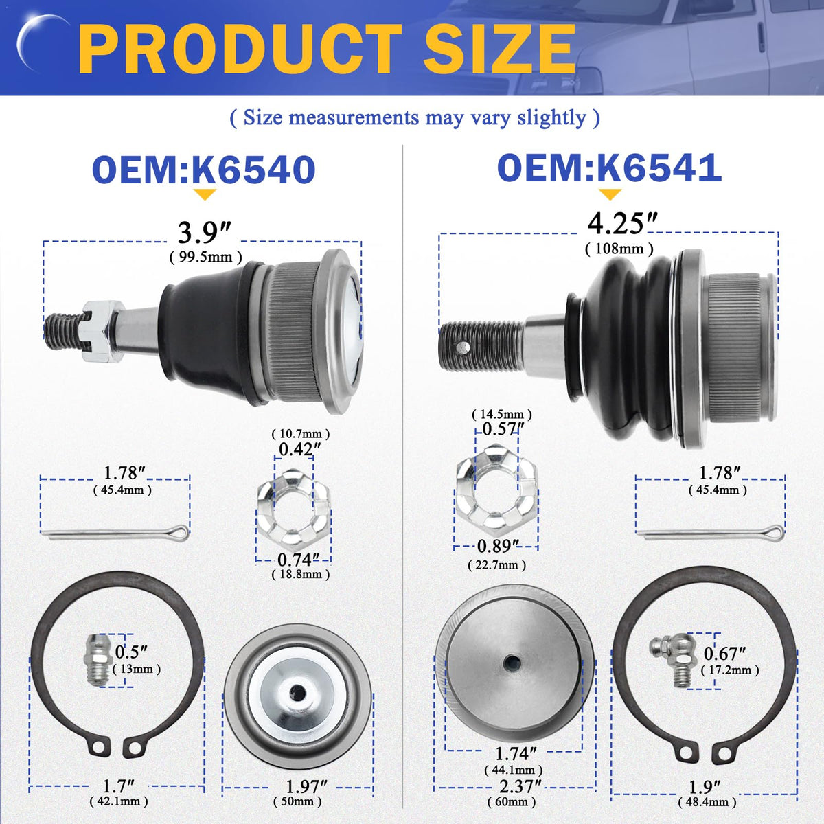 Zinc-Nickel Alloy Front Upper & Lower Ball Joints W5522