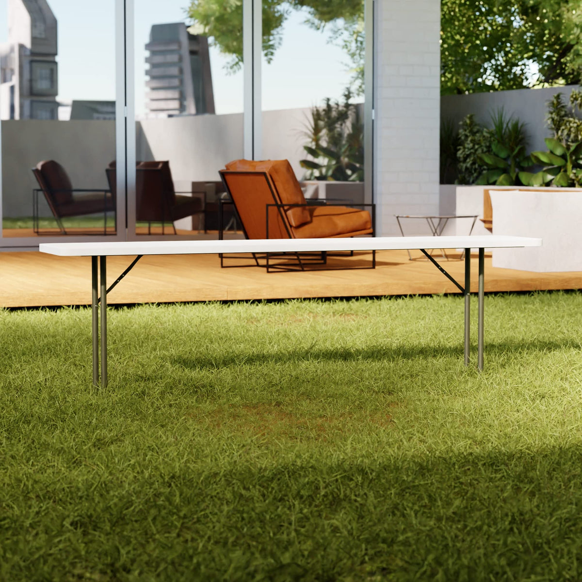 Granite White Heavy-Duty Blow Molded Plastic Folding Table O1960