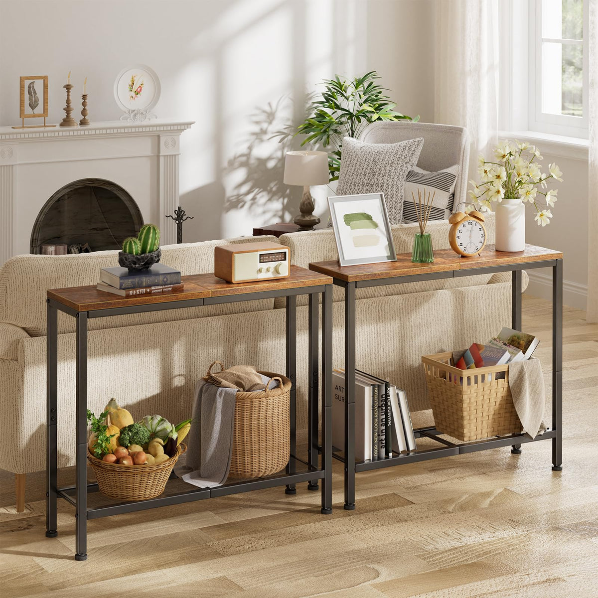 Rustic Brown Console Table with Storage Shelf J697184