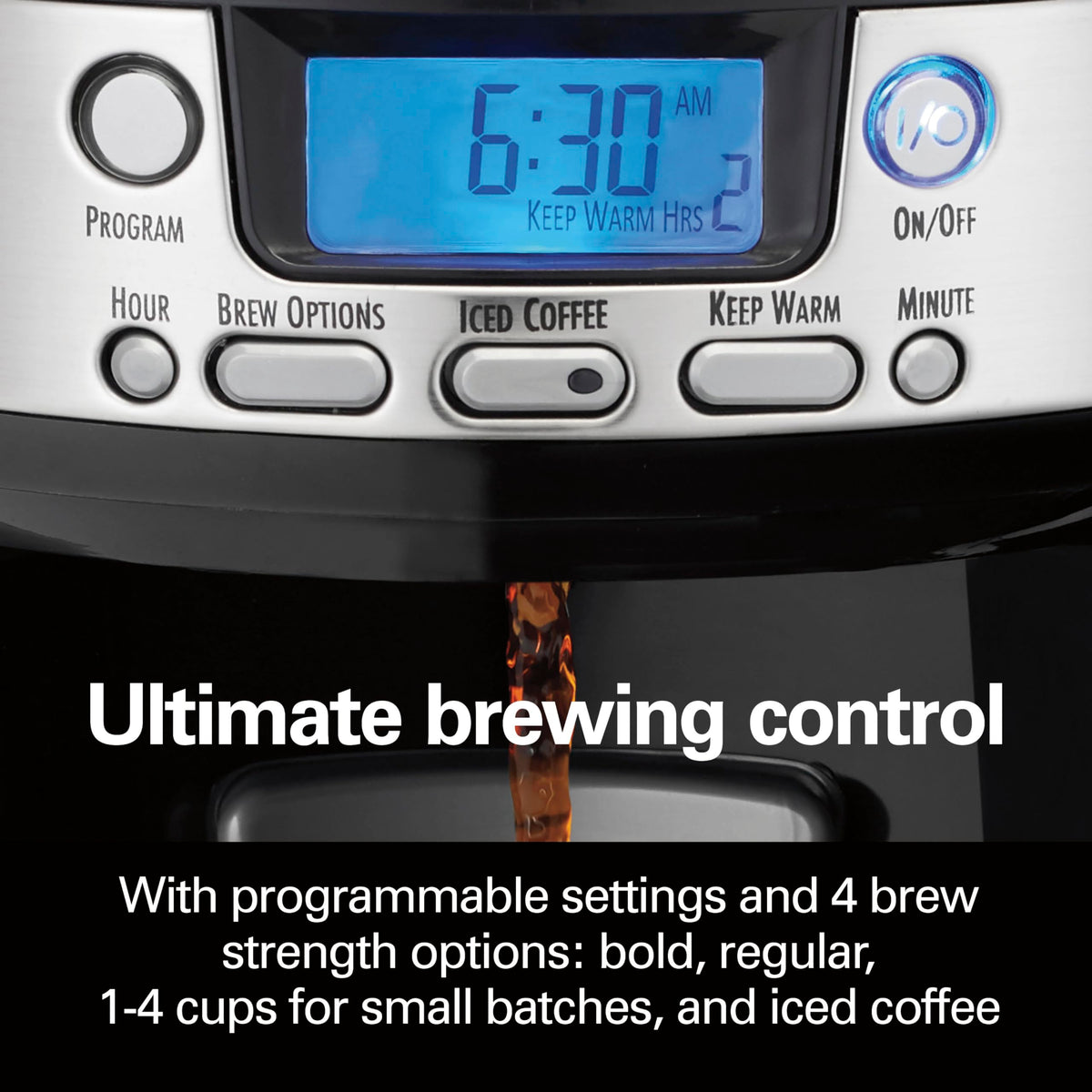 12 Cup Programmable Coffee Maker with 60 oz Removable Reservoir, Black & Stainless Steel V32755