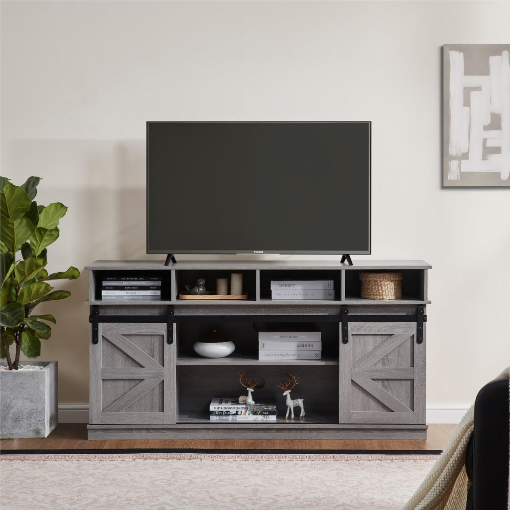 65" Grey TV Stand with Sliding Doors G9266