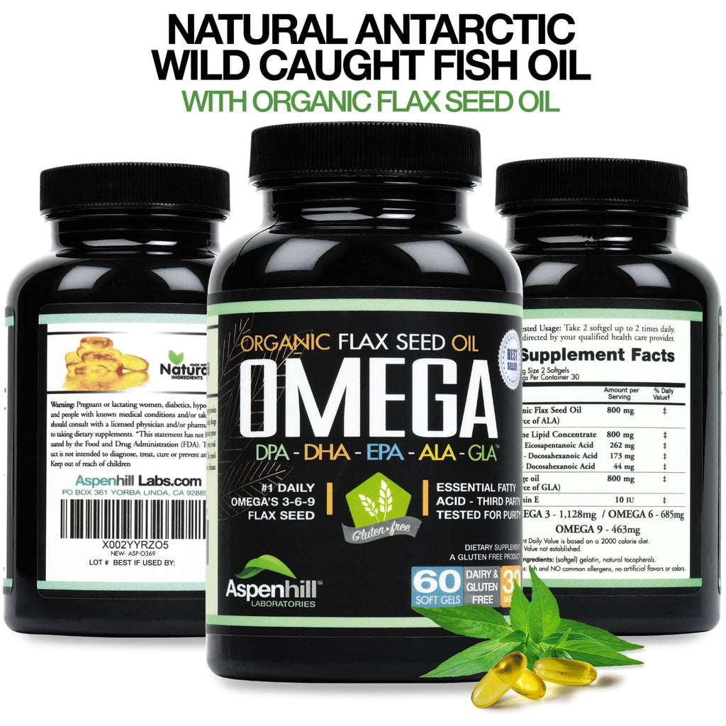 Wild Caught Omega 3 Fish Oil 2400 mg 60 SoftGels W426