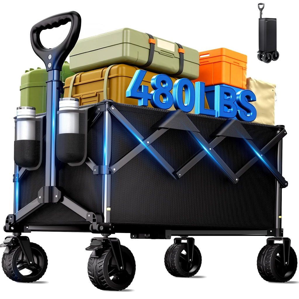 Collapsible Heavy Duty Wagon Cart with All-Terrain Wheels E565394