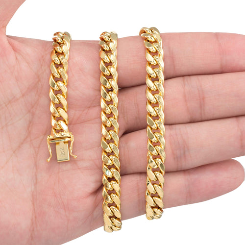 10K Yellow Gold Cuban Link Chain Necklace P817
