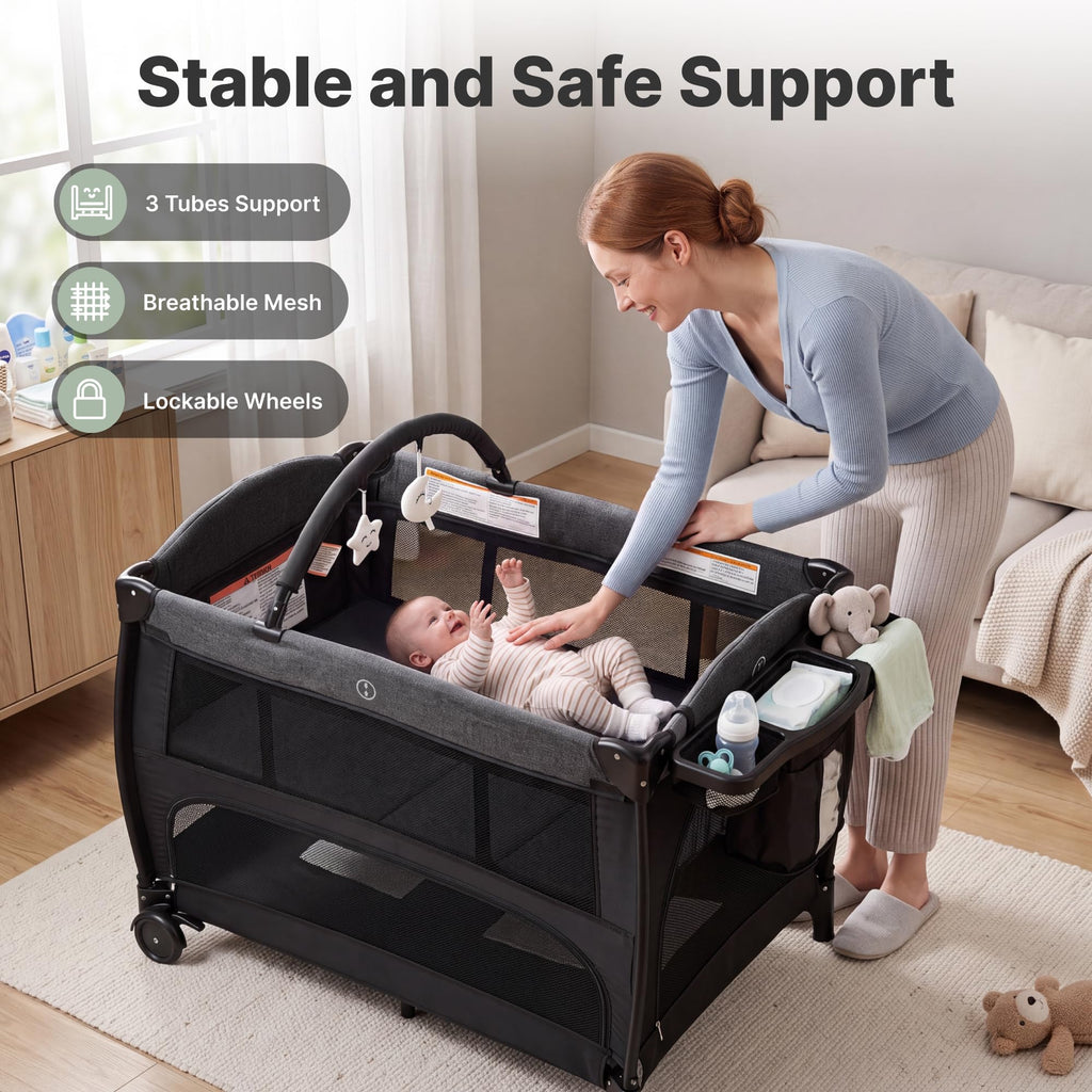 4-in-1 Pack and Play with Bassinet, Diaper Changer, Playpen X112148