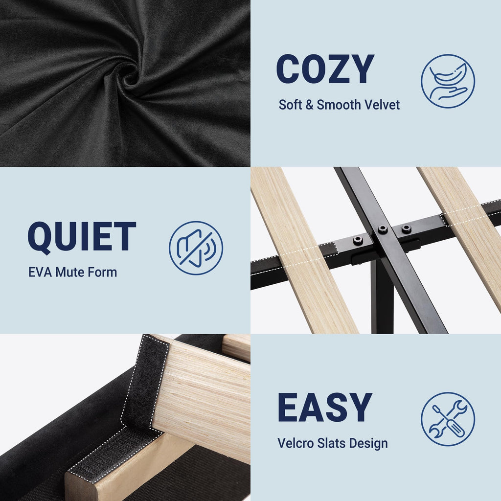Queen Velvet Upholstered Platform Bed Frame Y2771