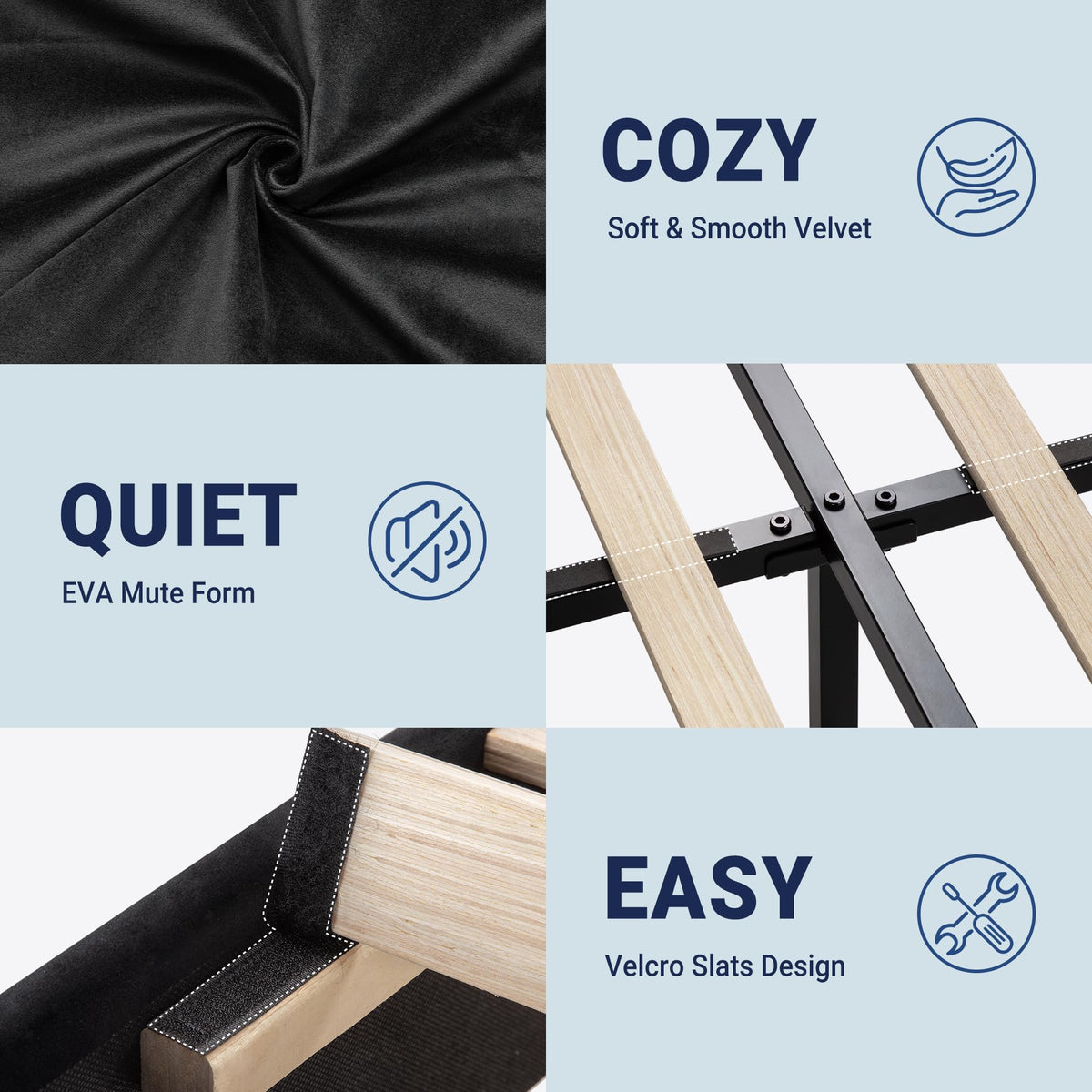 Queen Velvet Upholstered Platform Bed Frame Y2771