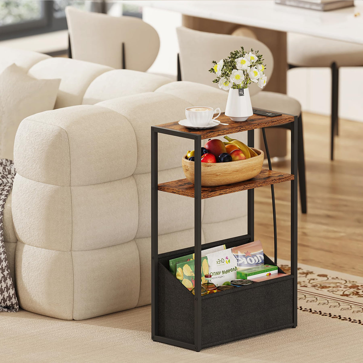 Narrow Side Table with Charging Station U56135