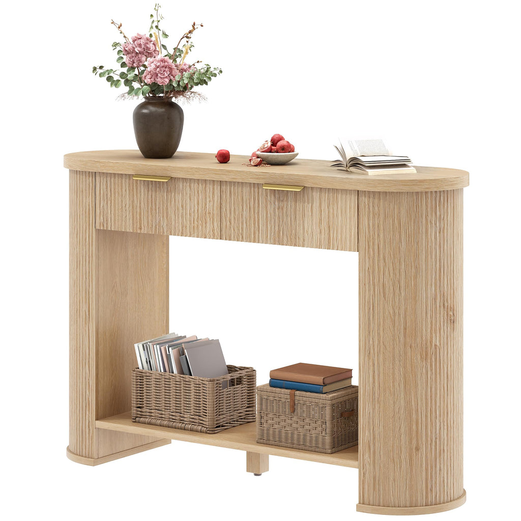 47.2" Oak Console Table with 2 Drawers & Shelf S85473