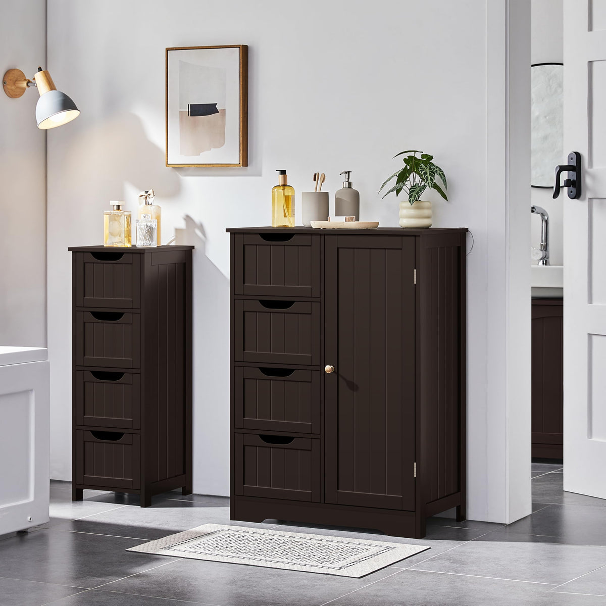 Espresso 4 Drawer Bathroom Storage Cabinet I2294