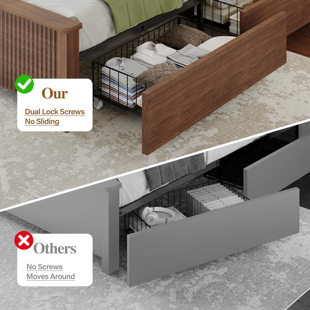Queen Size Bed Frame with 4 Storage Drawers X270723