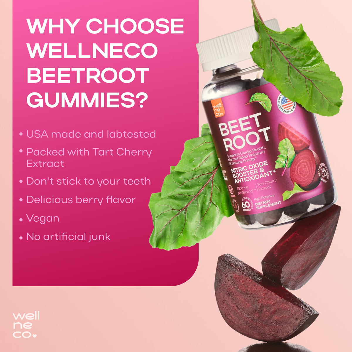 Beet Root Gummies with Tart Cherry, 60 Pcs F352