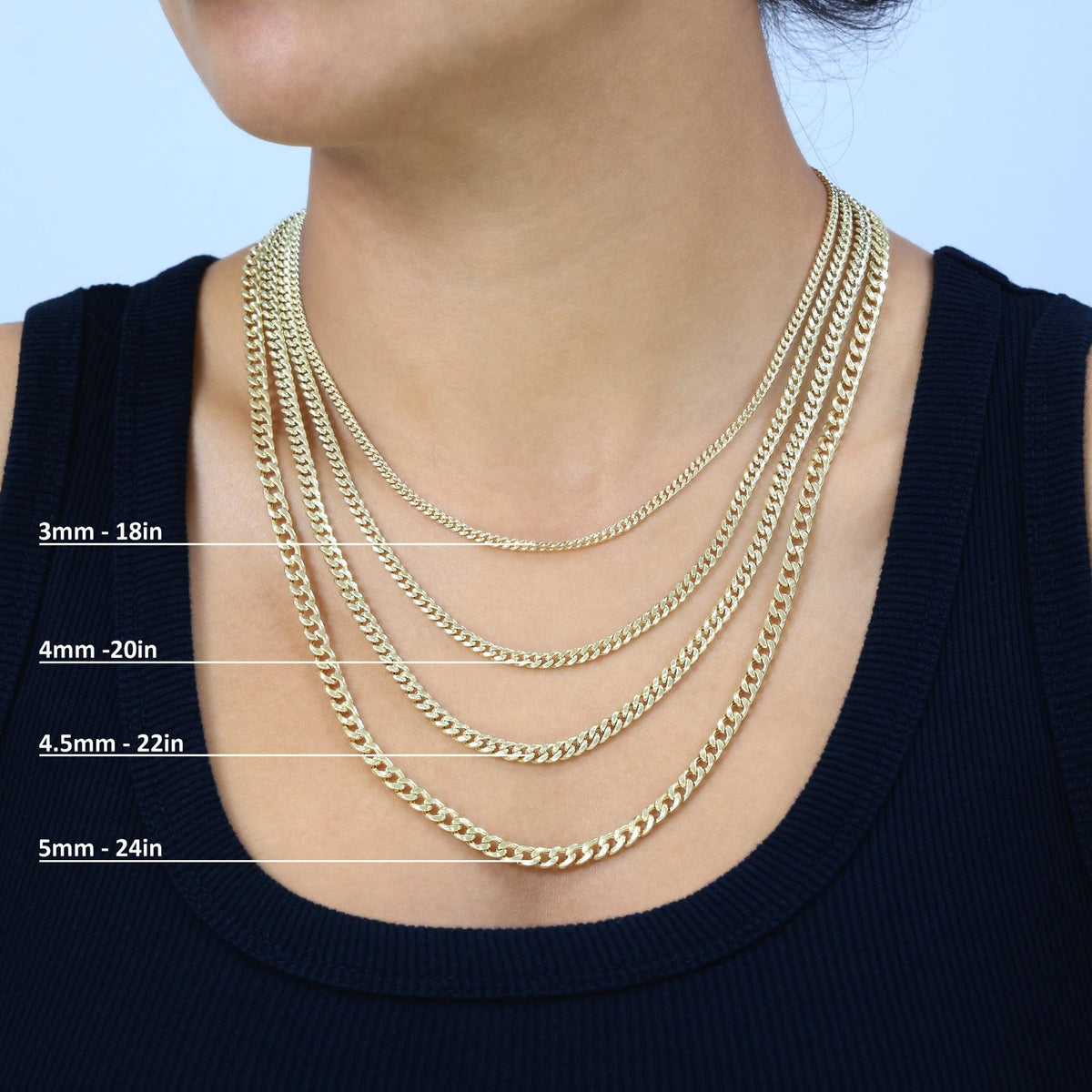 10K Yellow Gold Cuban Link Chain Necklace P817