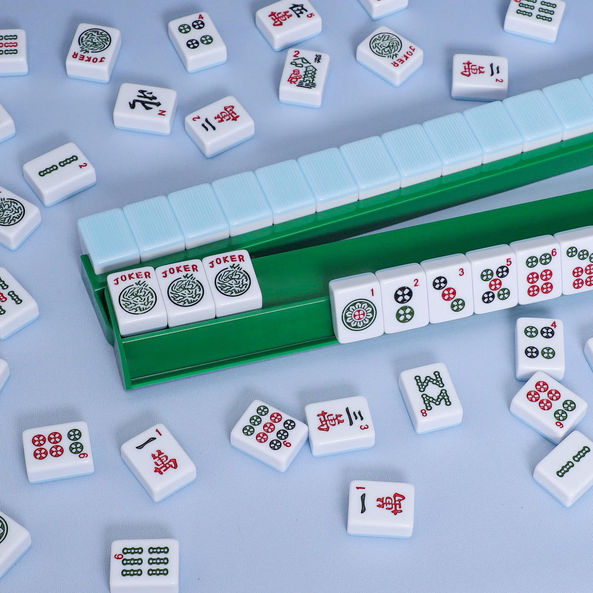 Green Mahjong Racks with Pushers 4 PCS Z4564