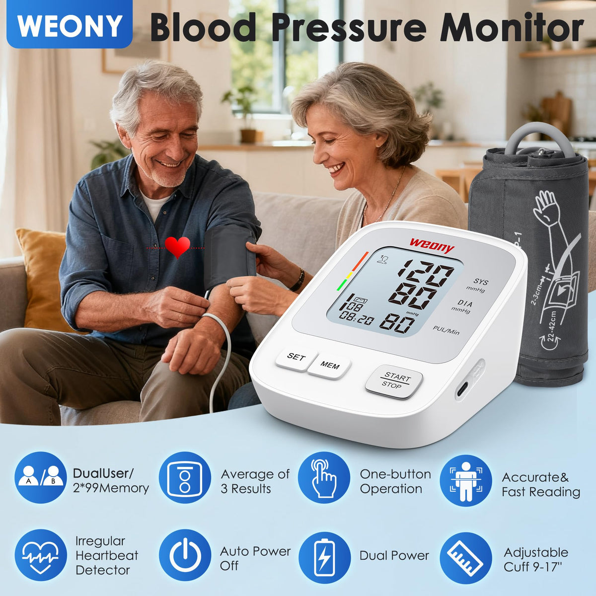 Blood Pressure Monitor with Adjustable 9-17in Cuff N57240