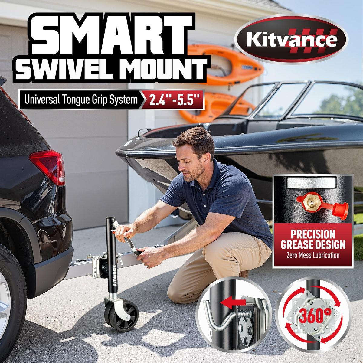 2000 lbs Boat Trailer Jack with 8" Dual Wheels S2932