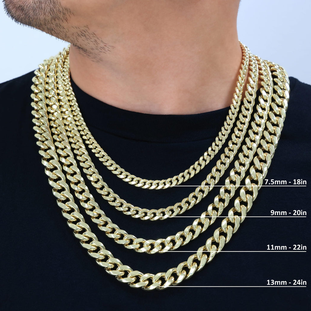 10K Yellow Gold Cuban Link Chain Necklace P817