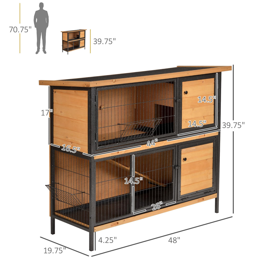 48" 2-Story Rabbit Hutch with Metal Frame B2216