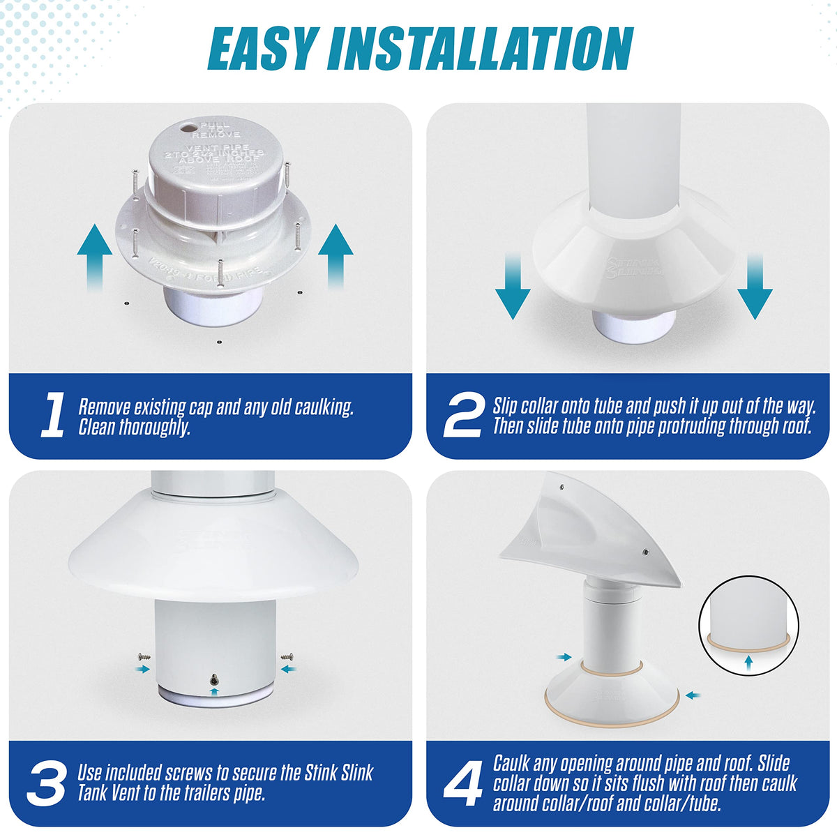 White 1 Pack RV Rotating Sewer Vent U32466