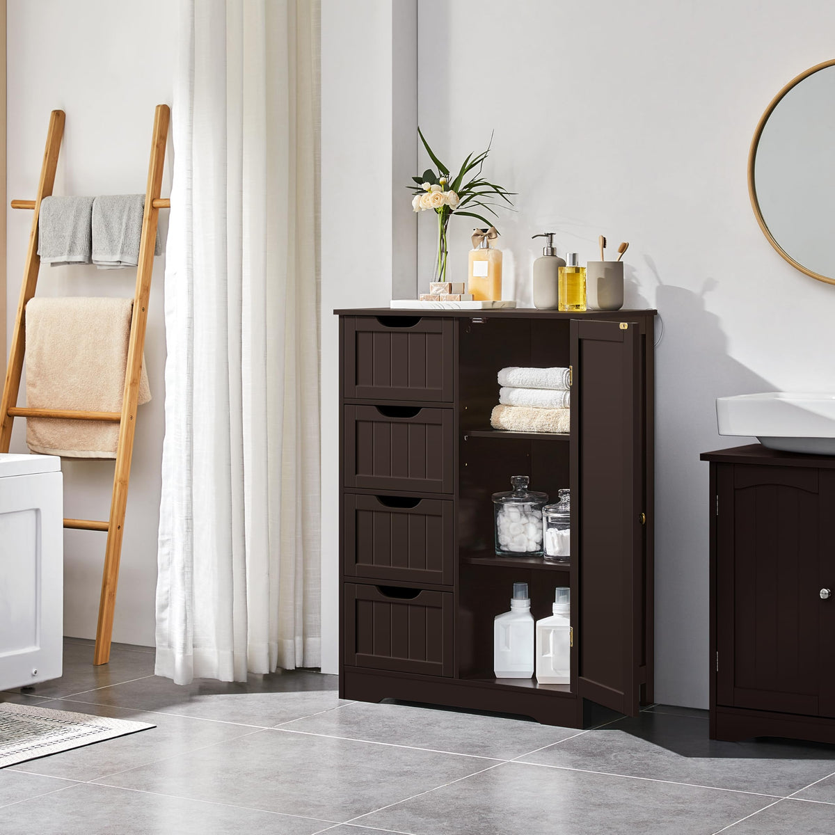 Espresso 4 Drawer Bathroom Storage Cabinet I2294
