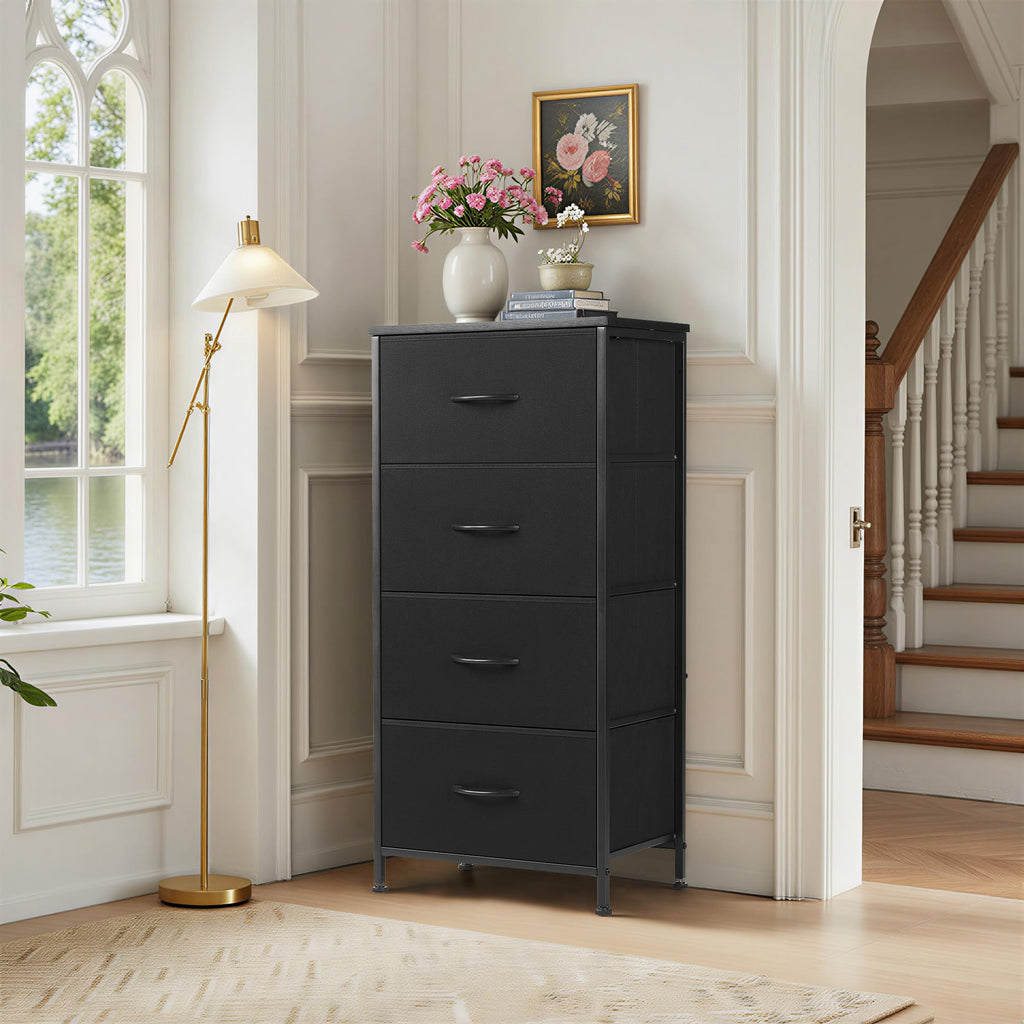 4 Drawer Fabric Storage Dresser with Wooden Top N1926