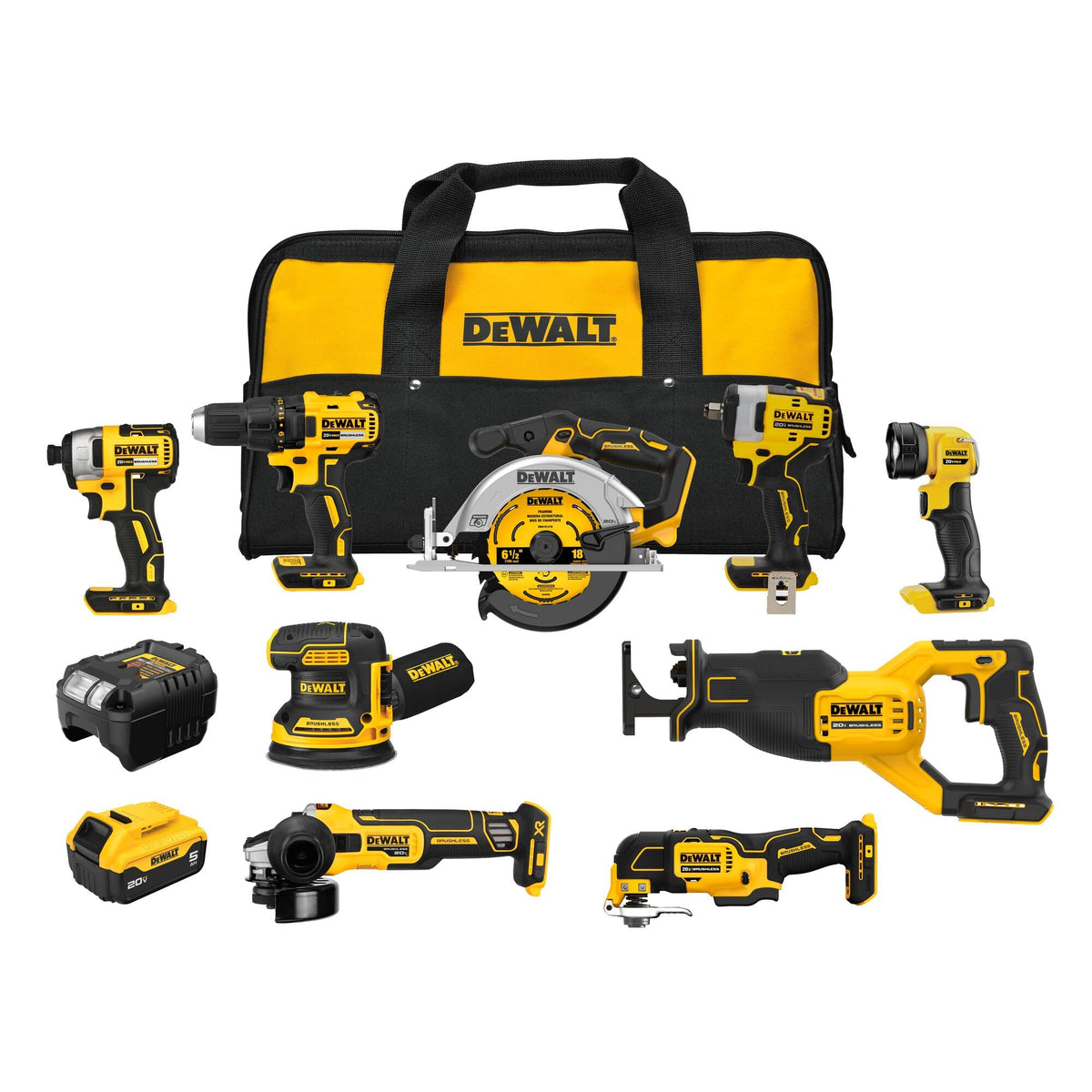 20V MAX Brushless 9 Power Tools with Battery Charger F6161