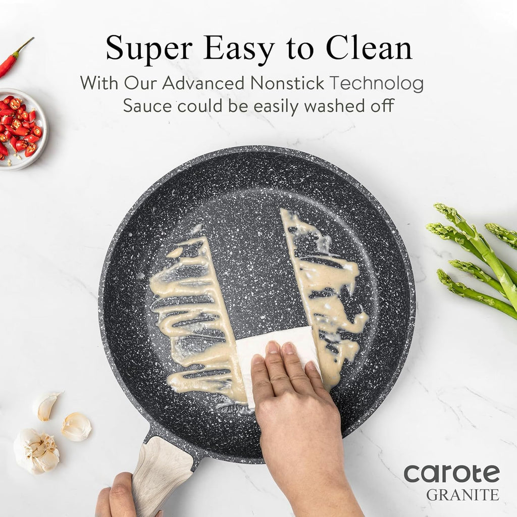 Non Stick 10 Inch Granite Skillet with Glass Lid M1270