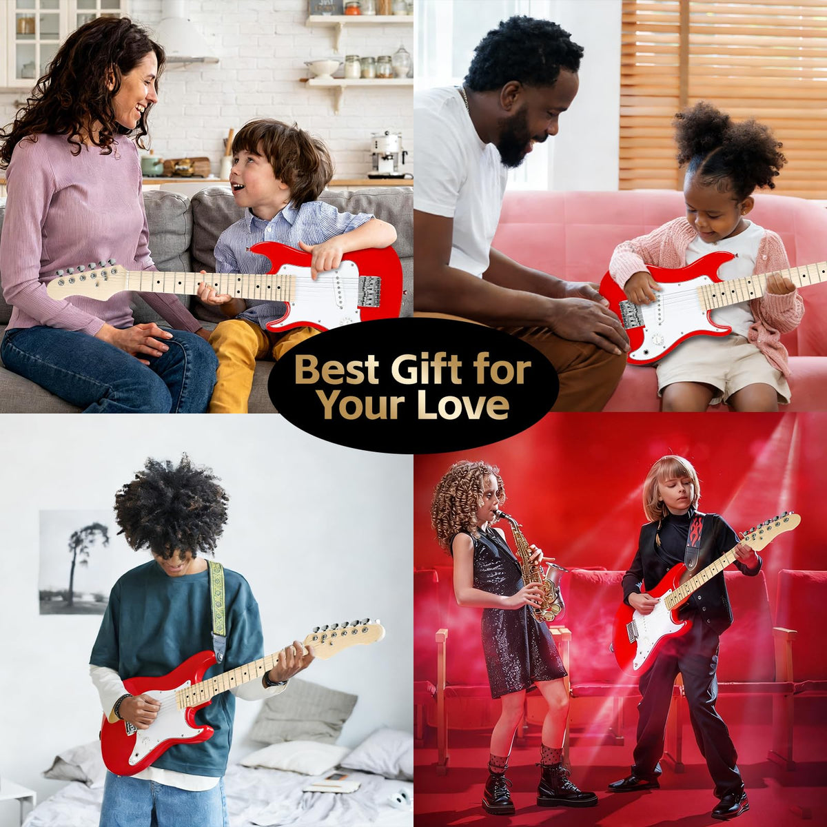 30in Kids Electric Guitar Starter Kit with 5W Amp and Gig Bag M87654