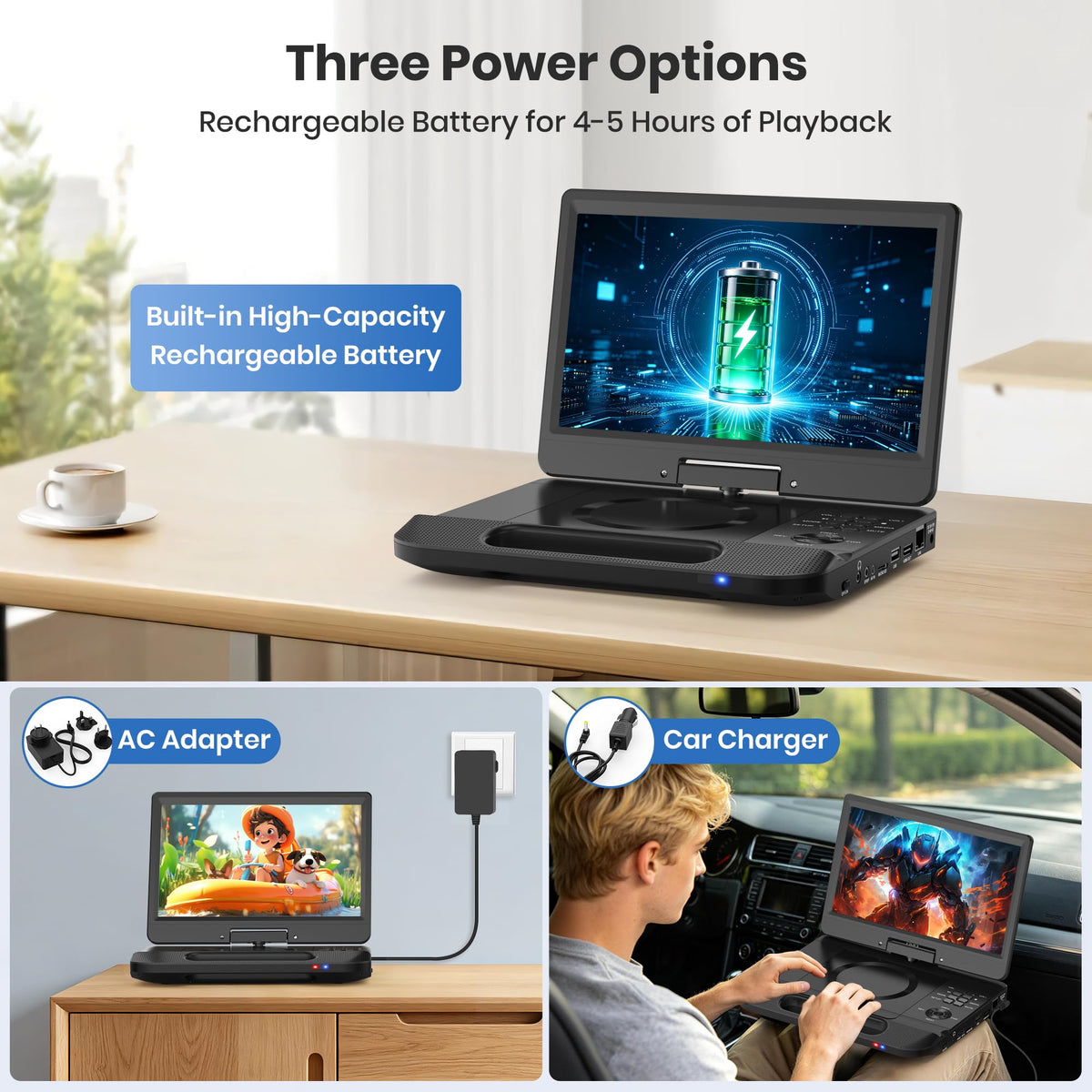 12.5" Portable Blu-ray Player with 10.5" 1080P Swivel Screen J728113