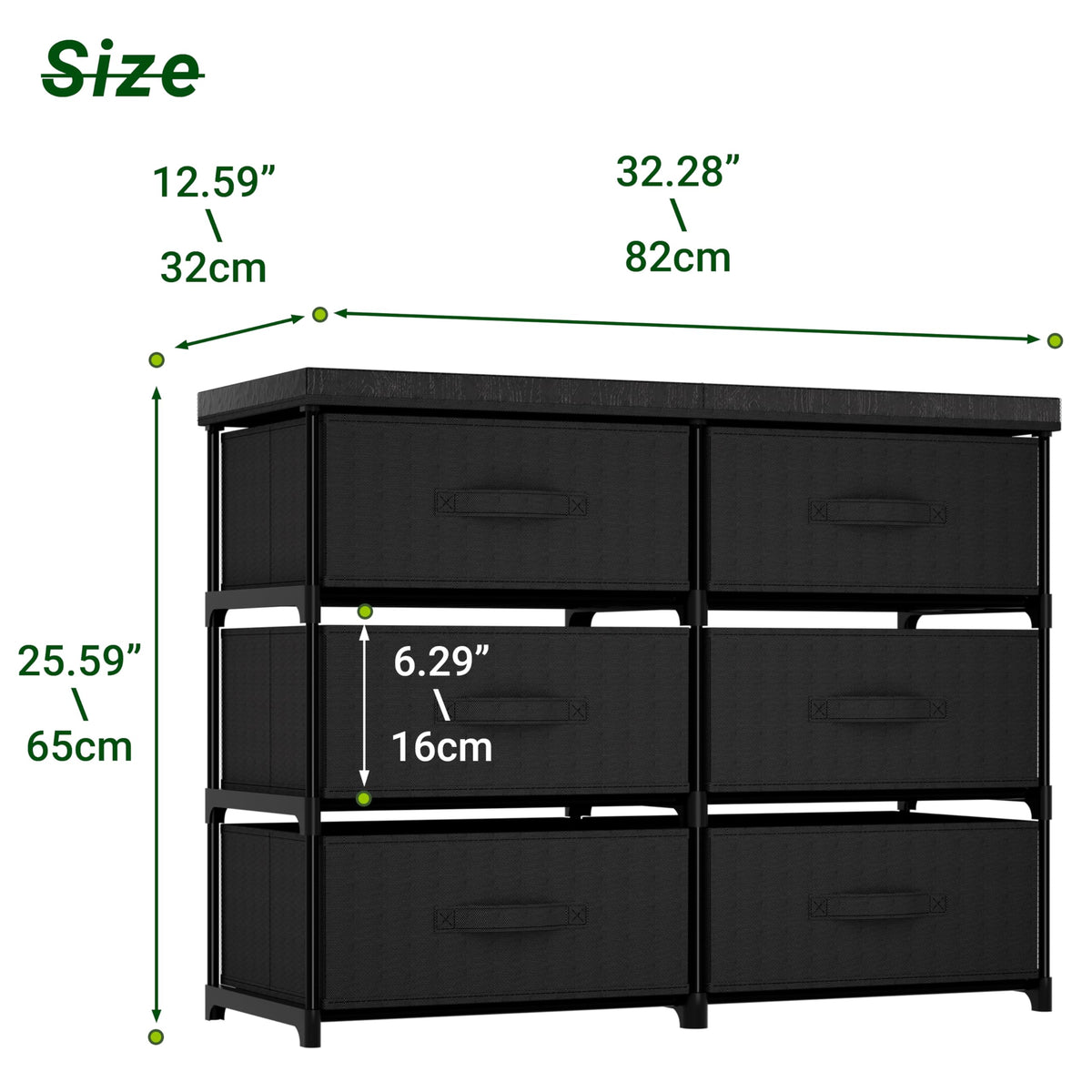 6 Drawer Fabric Dresser Storage Tower A9685