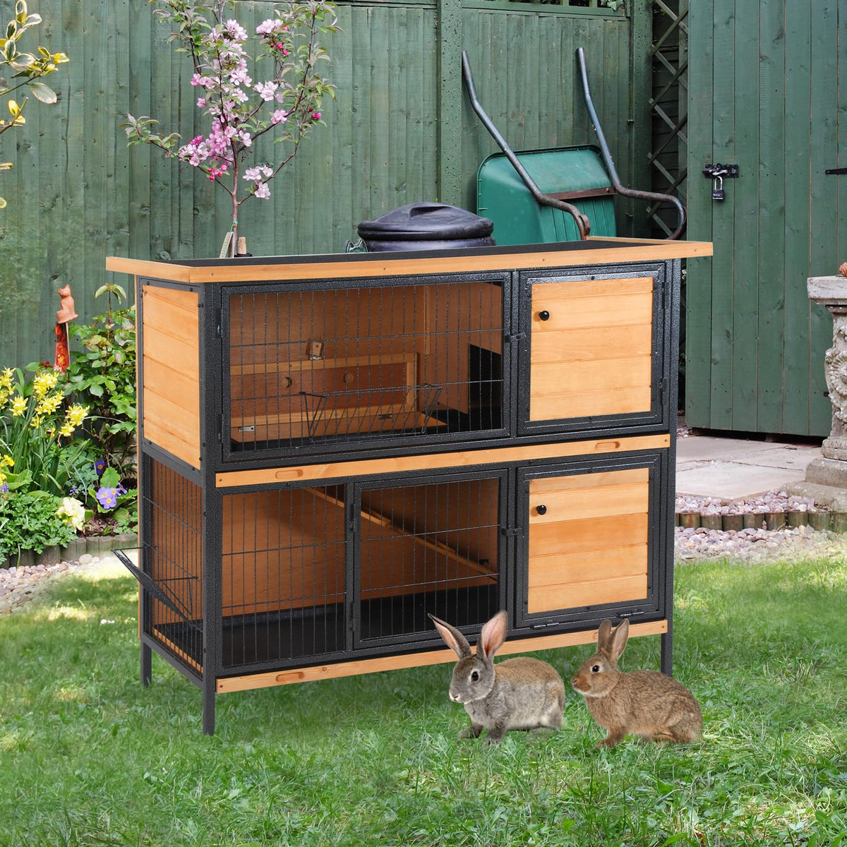 48" 2-Story Rabbit Hutch with Metal Frame B2216