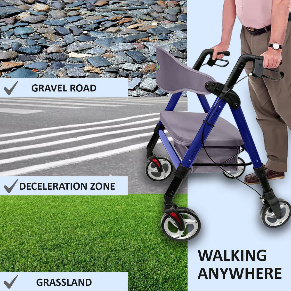 Heavy Duty 4 Wheel Rollator Walker with Seat E50349