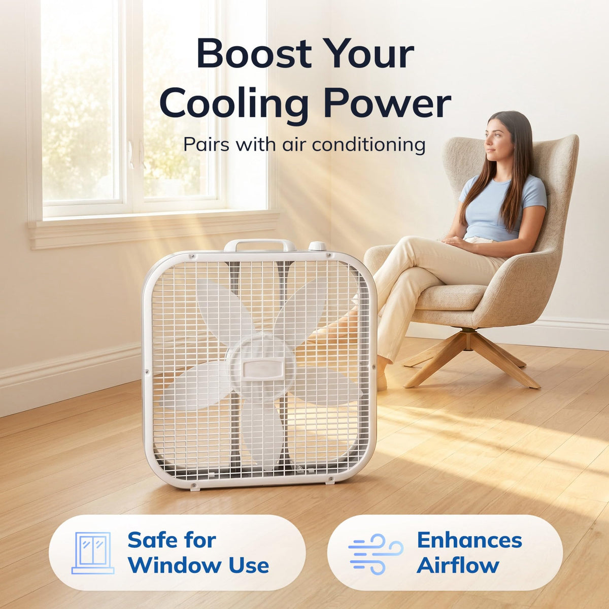 20" Classic Box Fan with 3 Speeds, White X41270